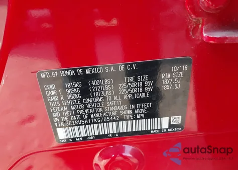 2019 Honda Hr-V Sport from USA, damaged, VIN 3CZRU5H17KG705442